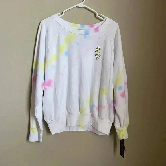 Betsey Johnson Angled Tie Dye Sweatshirt White - Picture 2 of 10